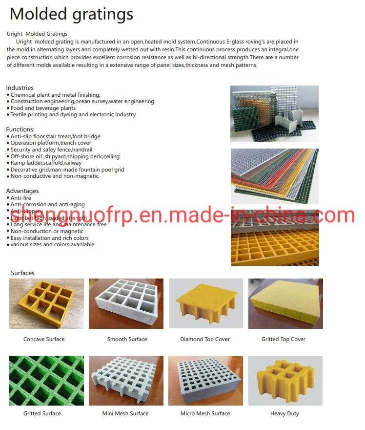 FRP/GRP Molded Grating System Stair Tread Safety Handrail
